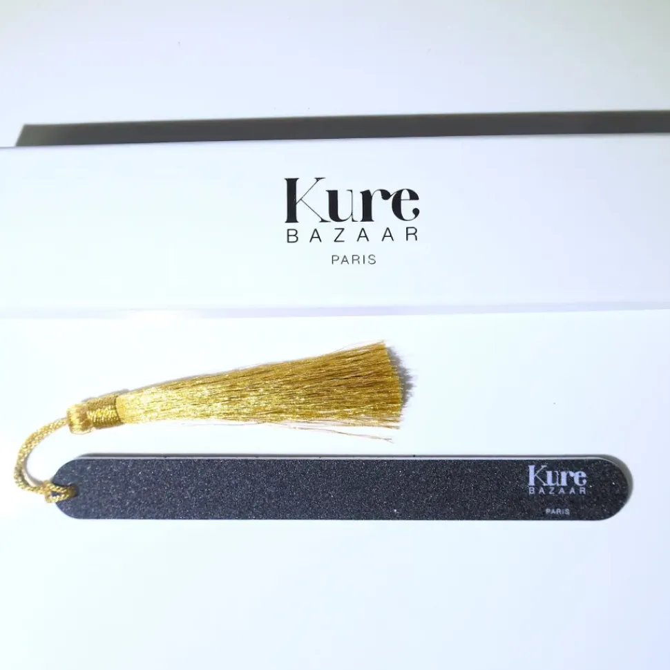 Glitzer Nagelfeile SCHWARZ mit goldenem Pompon | Kure BAZAAR