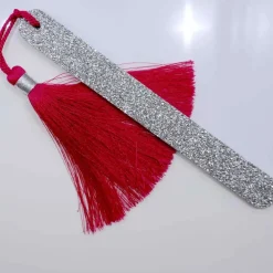 Pompom Nail File Silver-Fuchsia/ Glitzer Nagelfeile Silber